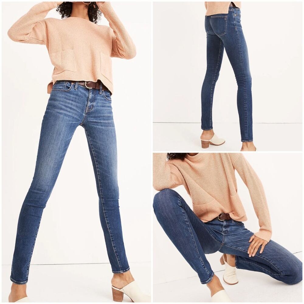 Madewell 8" Mid Rise Skinny Jeans in Ames Wash Medium Blue women's size 27